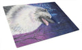 Starry Night Keeshond Cutting Board Tempered Glass Kitchen Cutting Surface, Heat Resistant Chopping, Non-Slip Feet, Food Prep & Serving