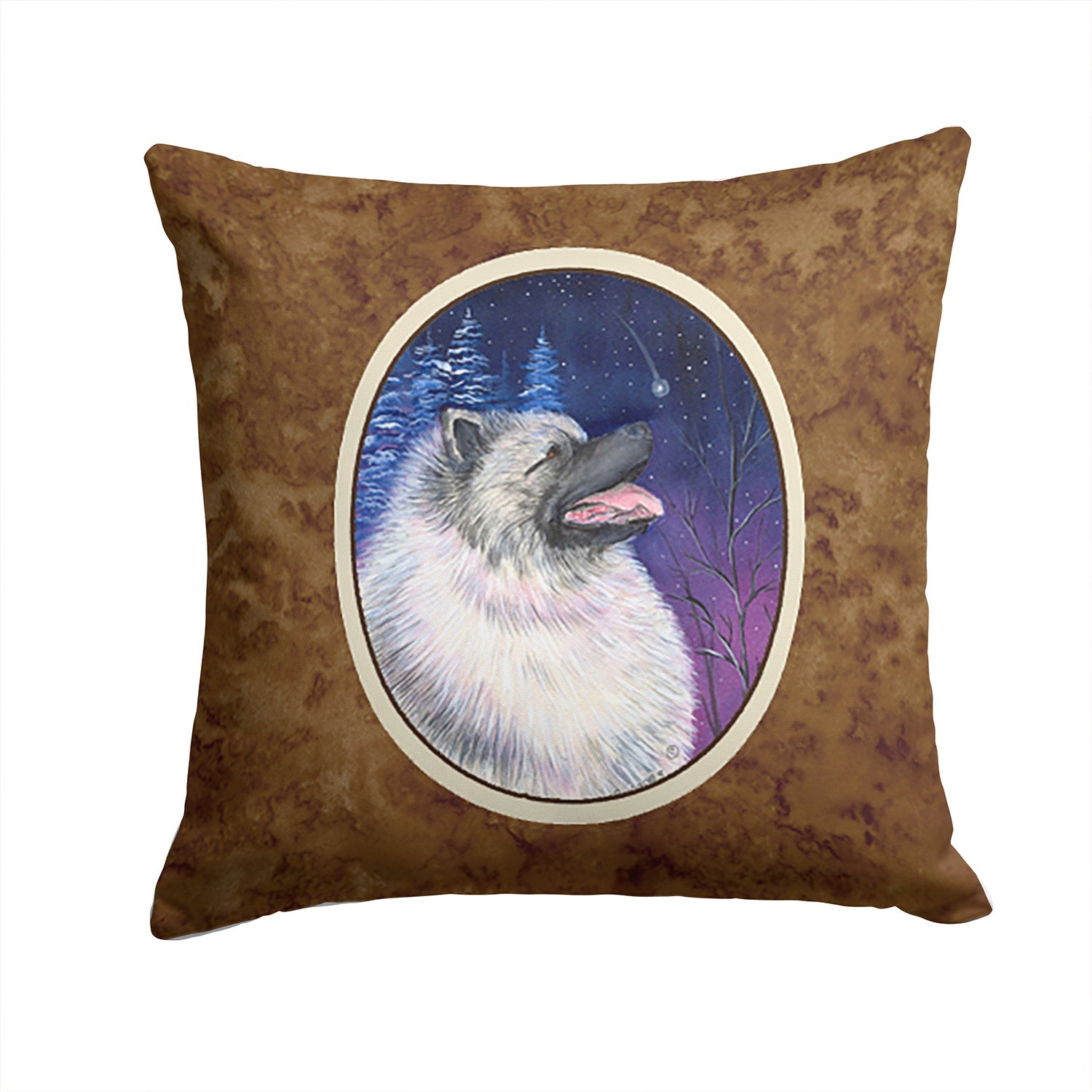Starry Night Keeshond Decorative Throw Pillow 14x14 Indoor Outdoor Accent Cushion, Fabric Cover with Insert for Sofa, Bed, Porch & Living Room
