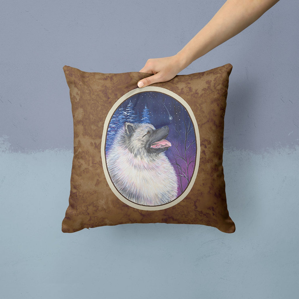 Starry Night Keeshond Decorative Throw Pillow 14x14 Indoor Outdoor Accent Cushion, Fabric Cover with Insert for Sofa, Bed, Porch & Living Room