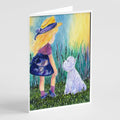 Little Girl with Westie Greeting Cards Pack of 8 Blank Cards with Envelopes Whimsical A7 Size 5x7