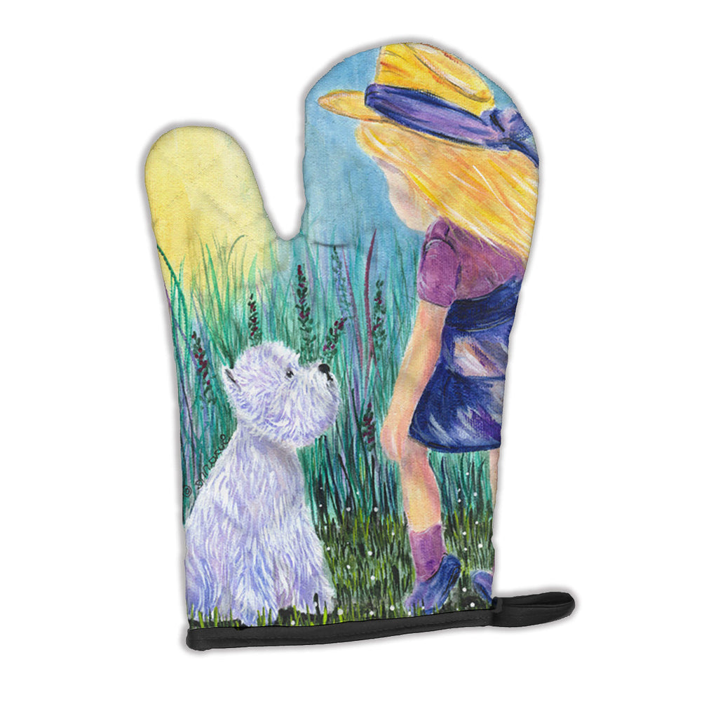 Little Girl with Westie Oven Mitt Heat Resistant Thick Oven Mitt for Hot Pans and Oven, Kitchen Mitt Protect Hands, Cooking Baking Glove