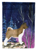 Starry Night Akita House Flag 28x40 Porch Sleeve Pole Decorative Outside Yard Banner Artwork Wall Hanging, Polyester