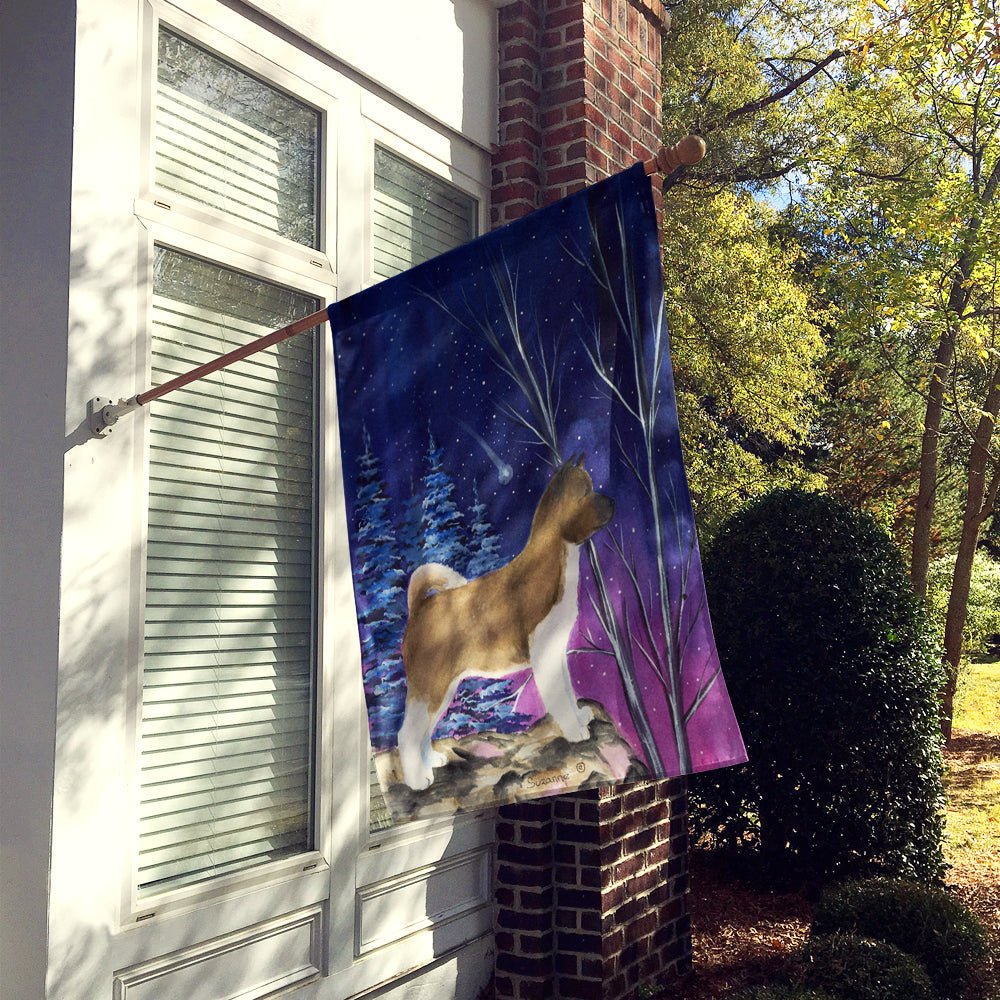 Starry Night Akita House Flag 28x40 Porch Sleeve Pole Decorative Outside Yard Banner Artwork Wall Hanging, Polyester