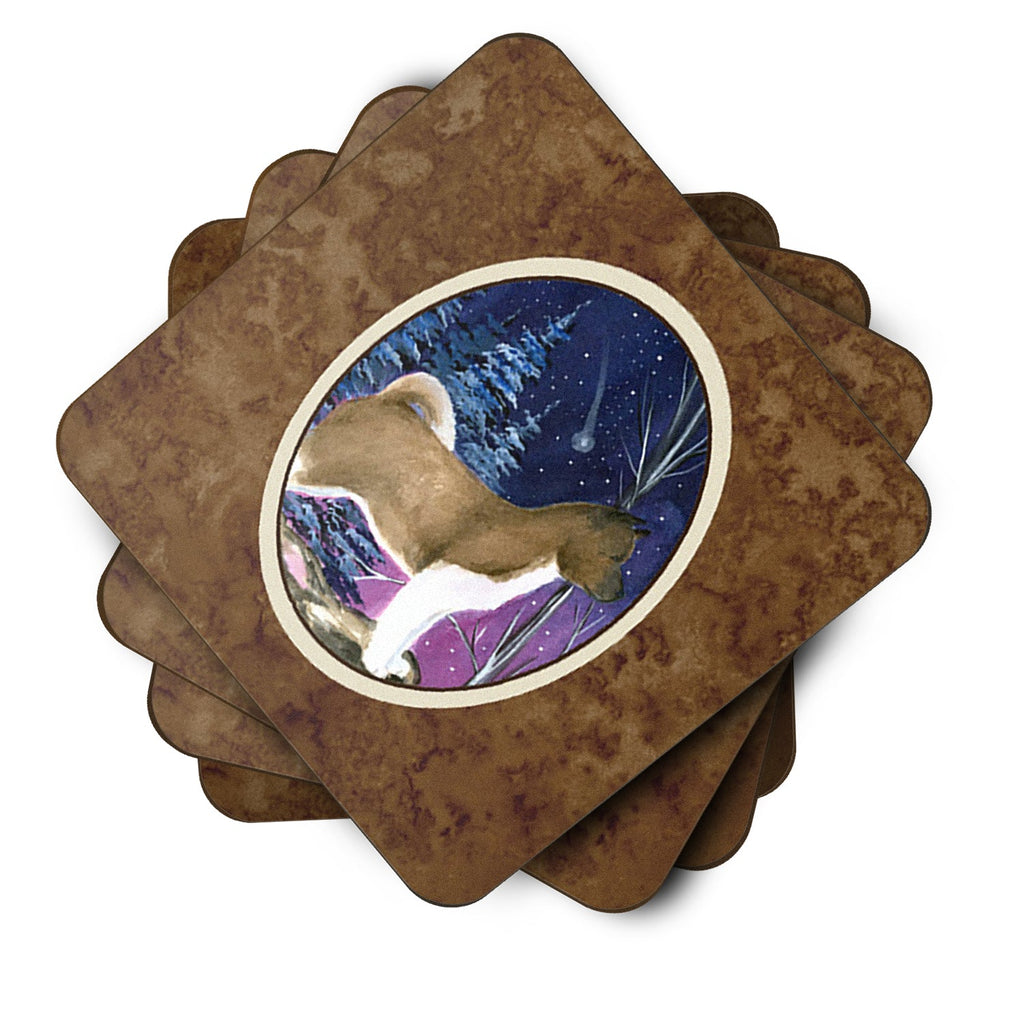 Starry Night Akita Foam Coasters Set of 4 Cup Coasters for Indoor Outdoor, Tabletop Protection, Anti Slip, Mouse pad Material