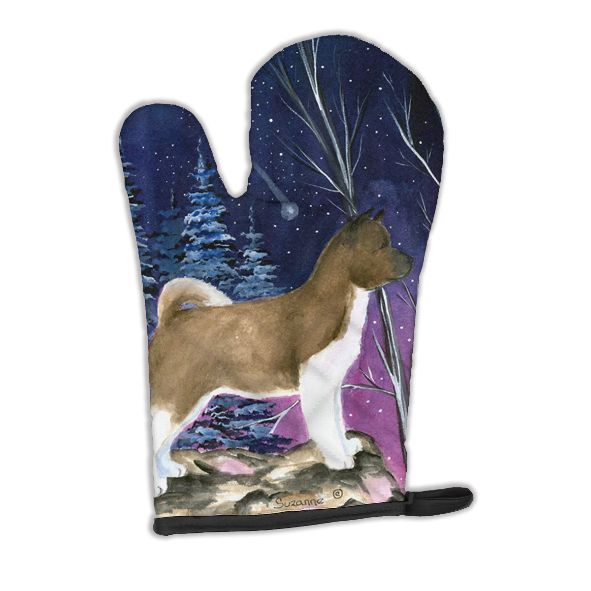 Starry Night Akita Oven Mitt Heat Resistant Thick Oven Mitt for Hot Pans and Oven, Kitchen Mitt Protect Hands, Cooking Baking Glove
