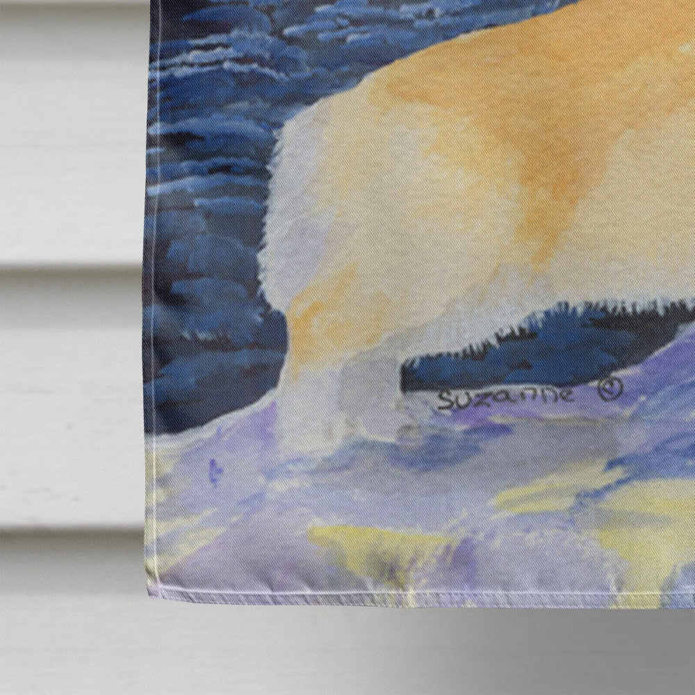 Starry Night Corgi House Flag 28x40 Porch Sleeve Pole Decorative Outside Yard Banner Artwork Wall Hanging, Polyester