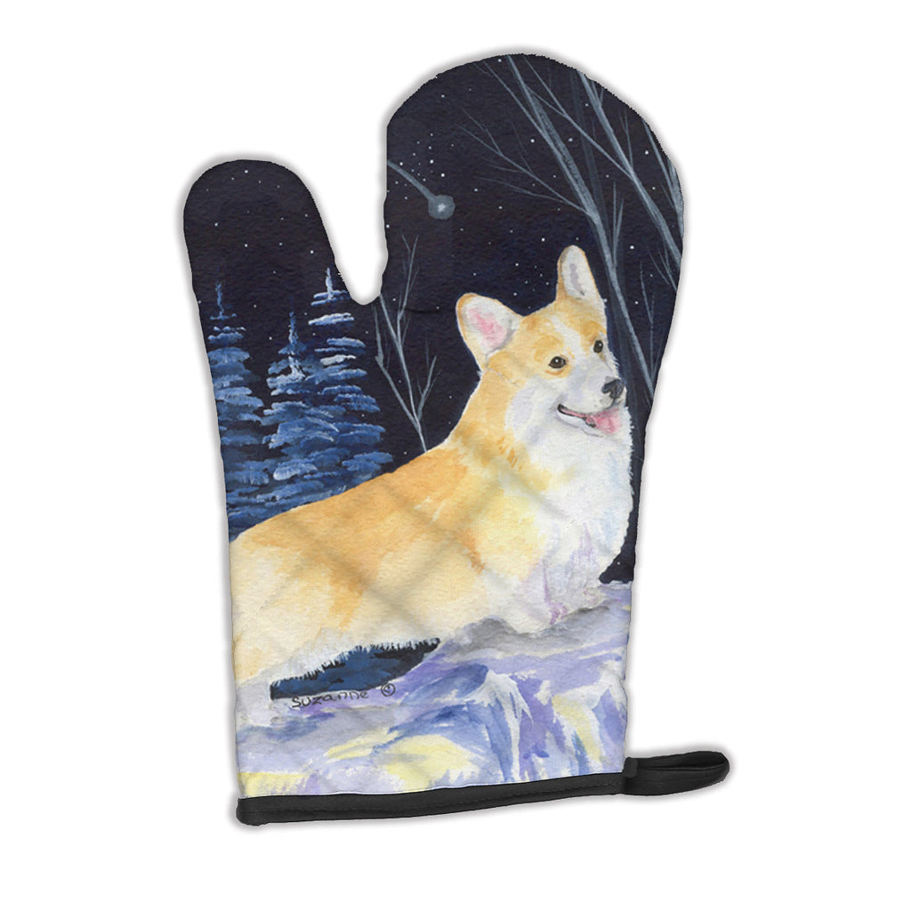Starry Night Corgi Oven Mitt Heat Resistant Thick Oven Mitt for Hot Pans and Oven, Kitchen Mitt Protect Hands, Cooking Baking Glove