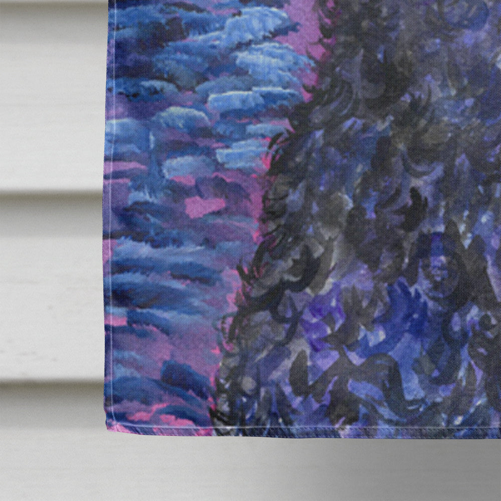 Starry Night Curly Coated Retriever House Flag 28x40 Porch Sleeve Pole Decorative Outside Yard Banner Artwork Wall Hanging, Polyester