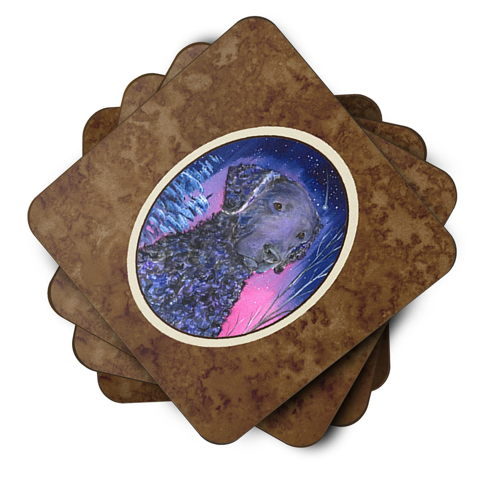 Starry Night Curly Coated Retriever Foam Coasters Set of 4 Cup Coasters for Indoor Outdoor, Tabletop Protection, Anti Slip, Mouse pad Material