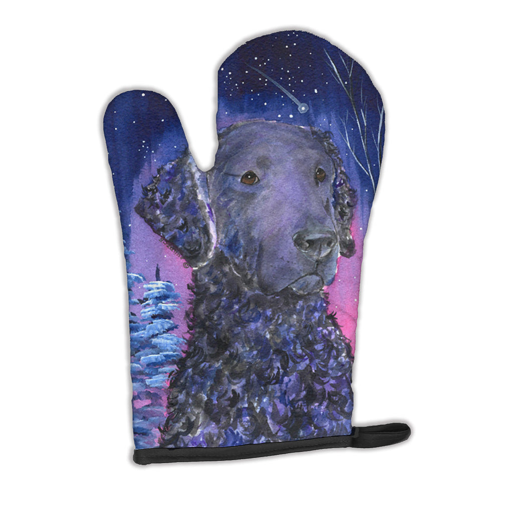 Starry Night Curly Coated Retriever Oven Mitt Heat Resistant Thick Oven Mitt for Hot Pans and Oven, Kitchen Mitt Protect Hands, Cooking Baking Glove