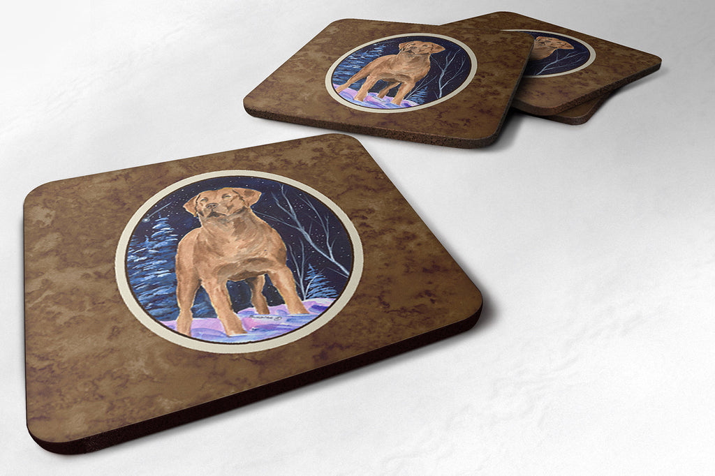 Starry Night Chesapeake Bay Retriever Foam Coasters Set of 4 Cup Coasters for Indoor Outdoor, Tabletop Protection, Anti Slip, Mouse pad Material
