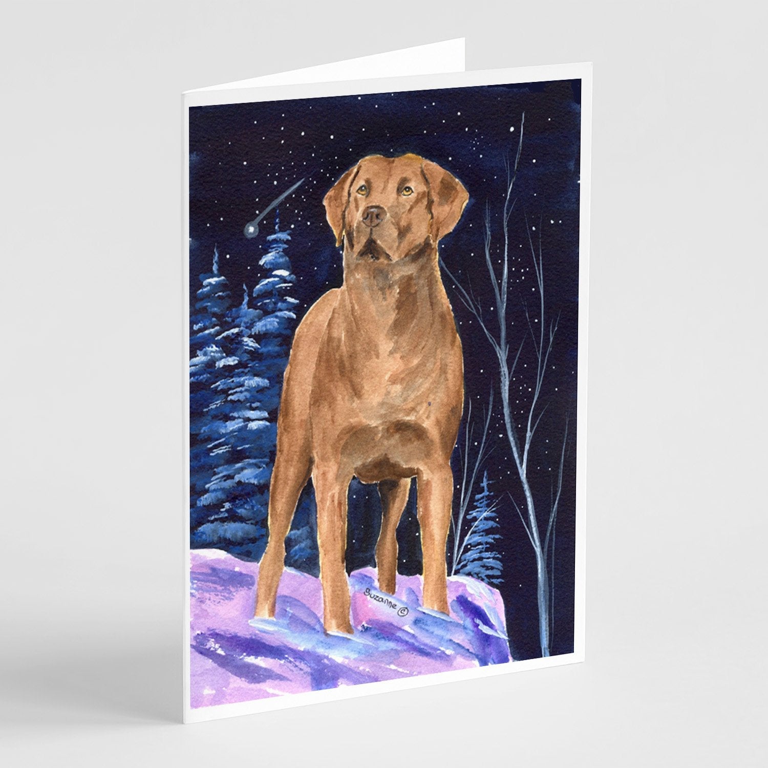 Starry Night Chesapeake Bay Retriever Greeting Cards Pack of 8 Blank Cards with Envelopes Whimsical A7 Size 5x7