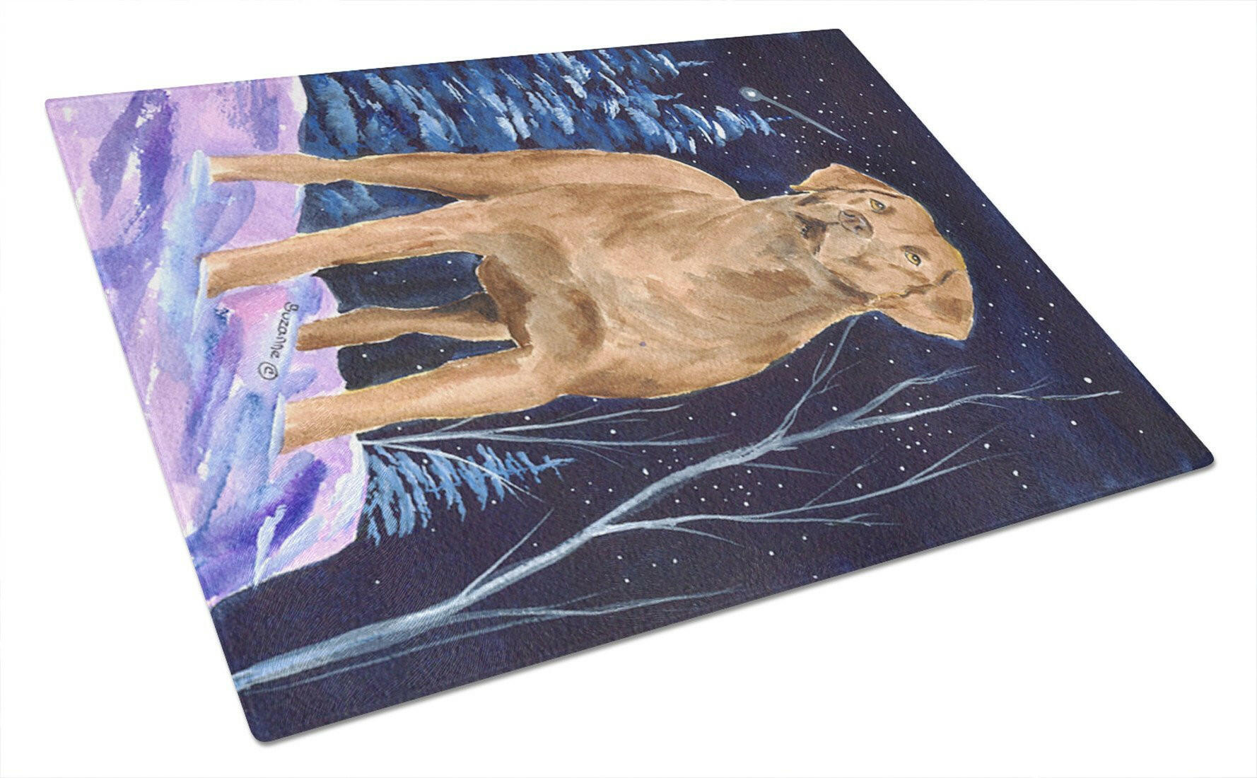 Starry Night Chesapeake Bay Retriever Cutting Board Tempered Glass Kitchen Cutting Surface, Heat Resistant Chopping, Non-Slip Feet, Food Prep & Serving
