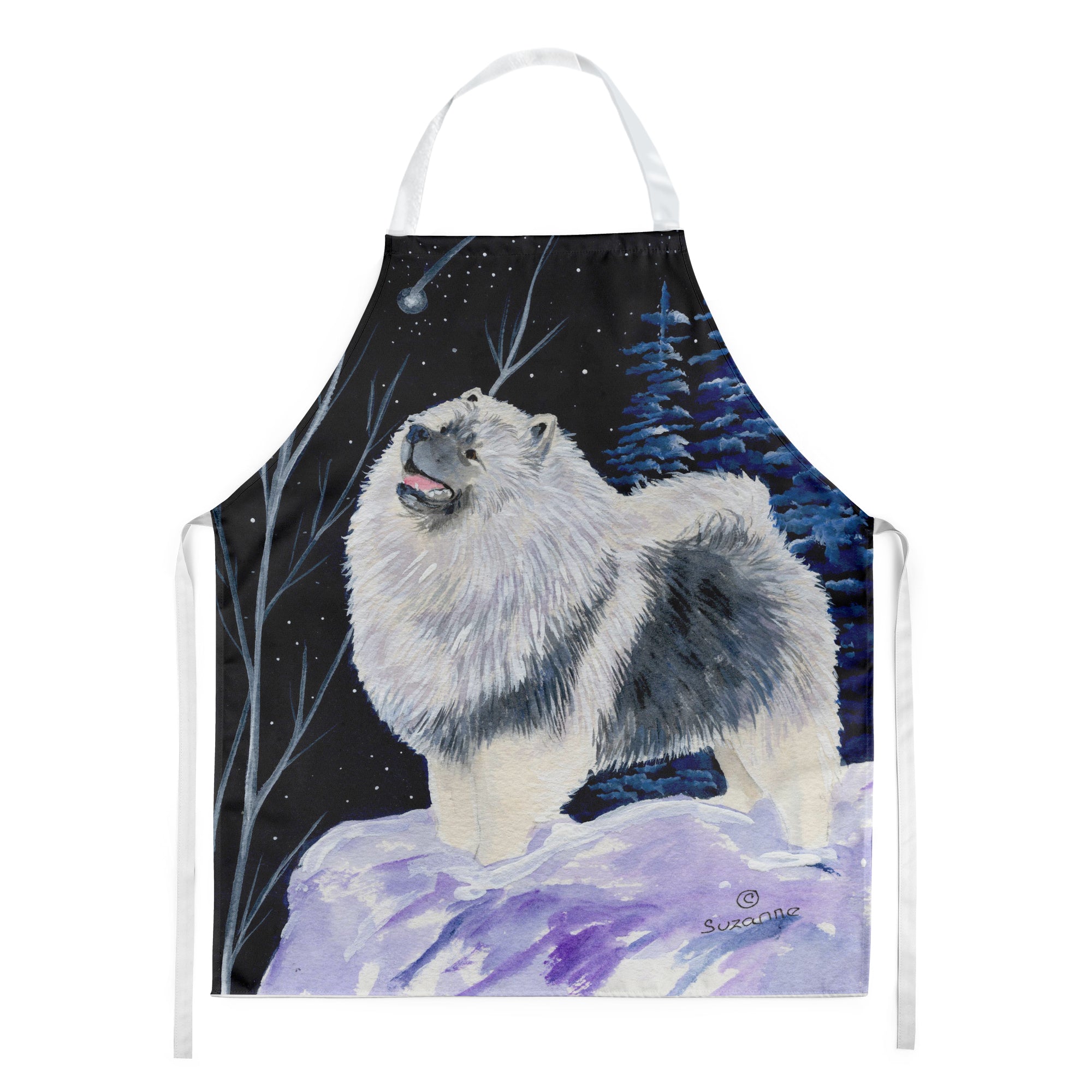 Starry Night Keeshond Apron Cooking Kitchen Server Baking Crafts Gardening for Adult Women Men, Unisex, Large, Multicolor
