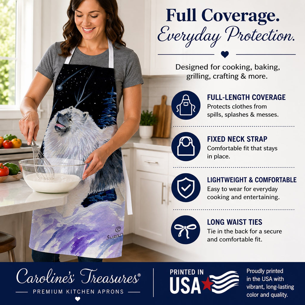 Starry Night Keeshond Apron Cooking Kitchen Server Baking Crafts Gardening for Adult Women Men, Unisex, Large, Multicolor