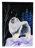 Starry Night Keeshond House Flag 28x40 Porch Sleeve Pole Decorative Outside Yard Banner Artwork Wall Hanging, Polyester