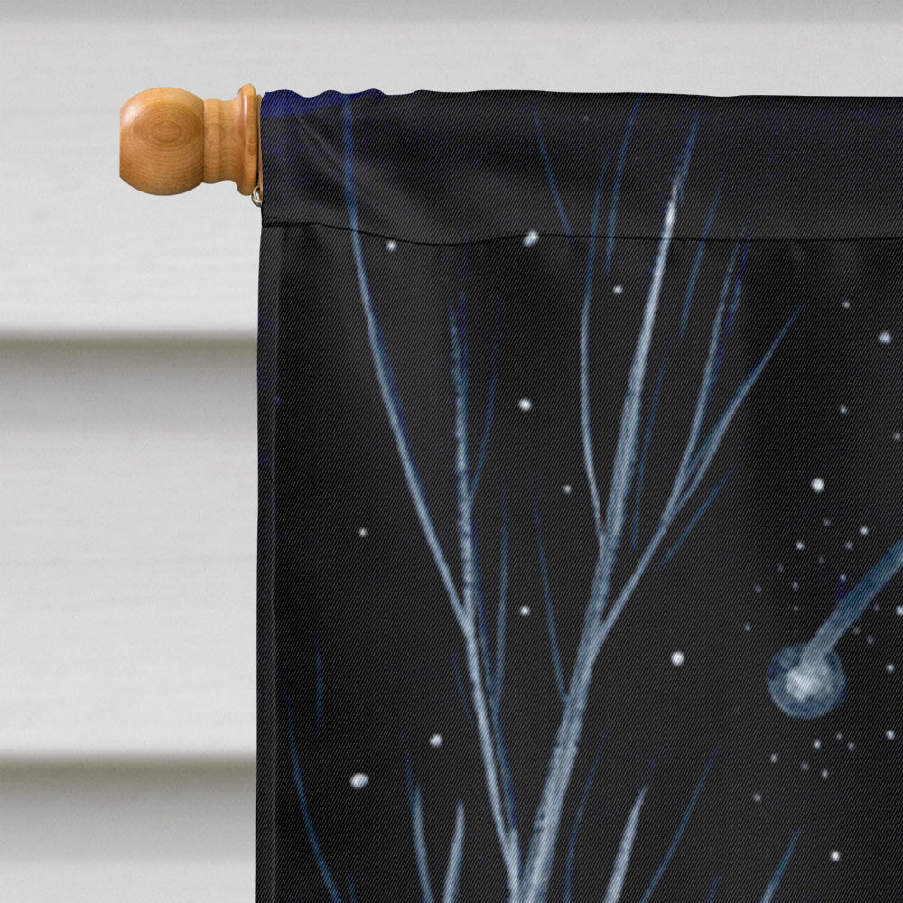 Starry Night Keeshond House Flag 28x40 Porch Sleeve Pole Decorative Outside Yard Banner Artwork Wall Hanging, Polyester