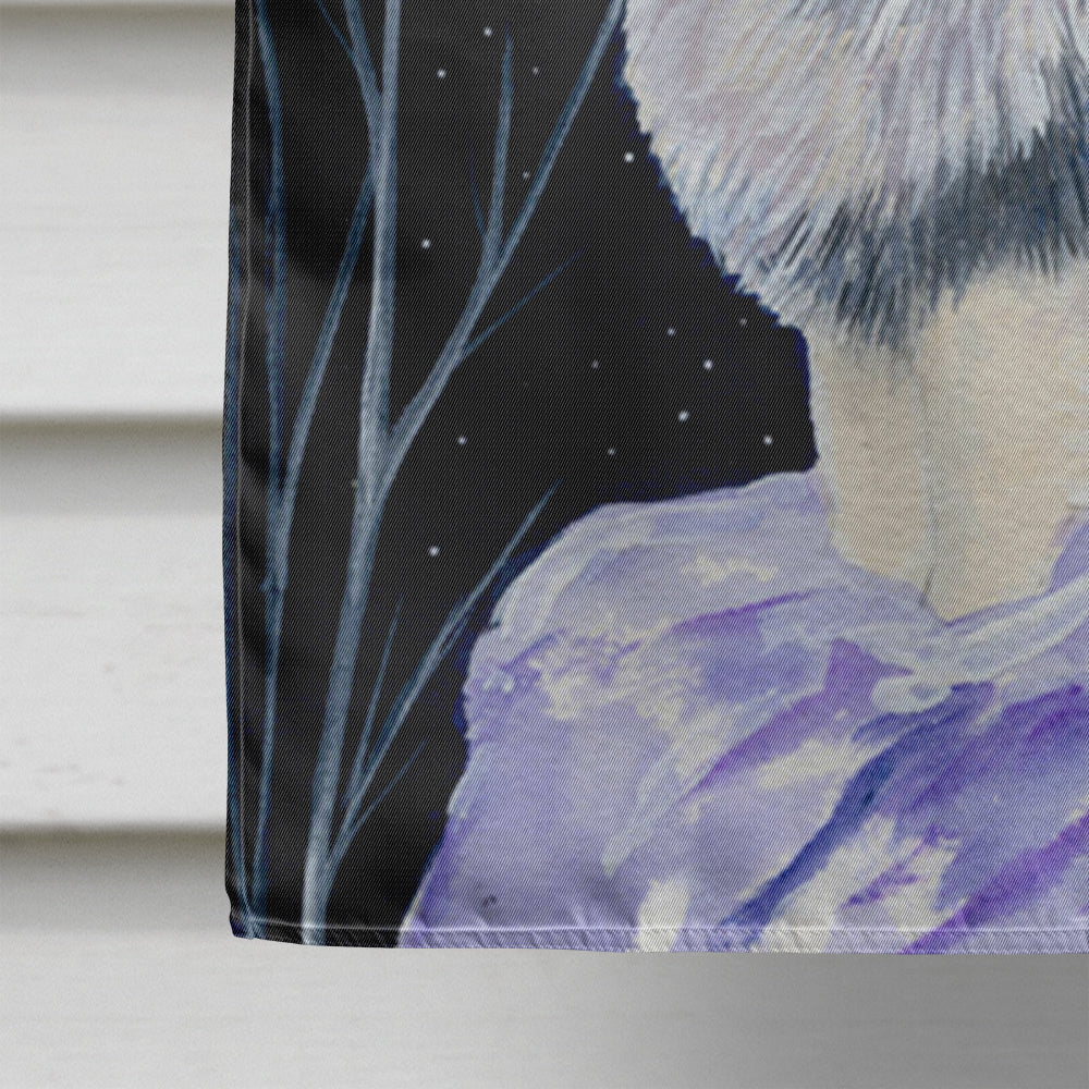 Starry Night Keeshond House Flag 28x40 Porch Sleeve Pole Decorative Outside Yard Banner Artwork Wall Hanging, Polyester