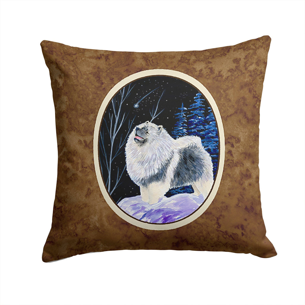 Starry Night Keeshond Decorative Throw Pillow 14x14 Indoor Outdoor Accent Cushion, Fabric Cover with Insert for Sofa, Bed, Porch & Living Room