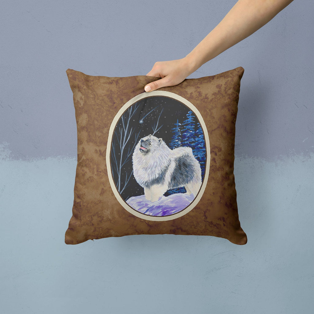 Starry Night Keeshond Decorative Throw Pillow 14x14 Indoor Outdoor Accent Cushion, Fabric Cover with Insert for Sofa, Bed, Porch & Living Room