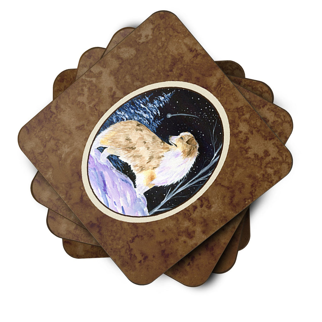 Starry Night Australian Shepherd Foam Coasters Set of 4 Cup Coasters for Indoor Outdoor, Tabletop Protection, Anti Slip, Mouse pad Material