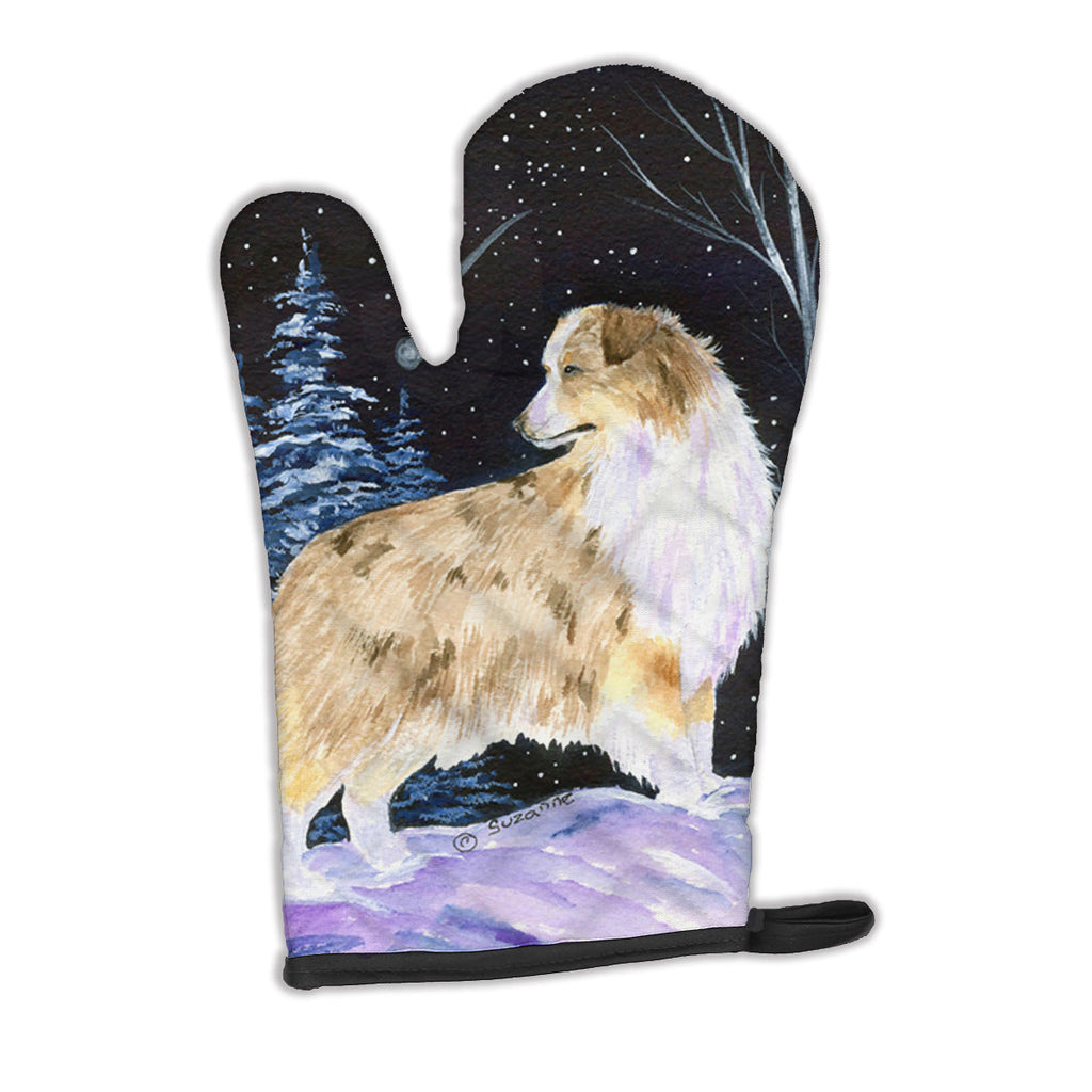 Starry Night Australian Shepherd Oven Mitt Heat Resistant Thick Oven Mitt for Hot Pans and Oven, Kitchen Mitt Protect Hands, Cooking Baking Glove