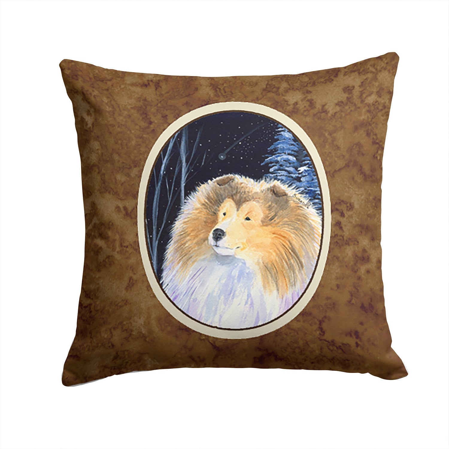 Starry Night Collie Decorative Throw Pillow 14x14 Indoor Outdoor Accent Cushion, Fabric Cover with Insert for Sofa, Bed, Porch & Living Room