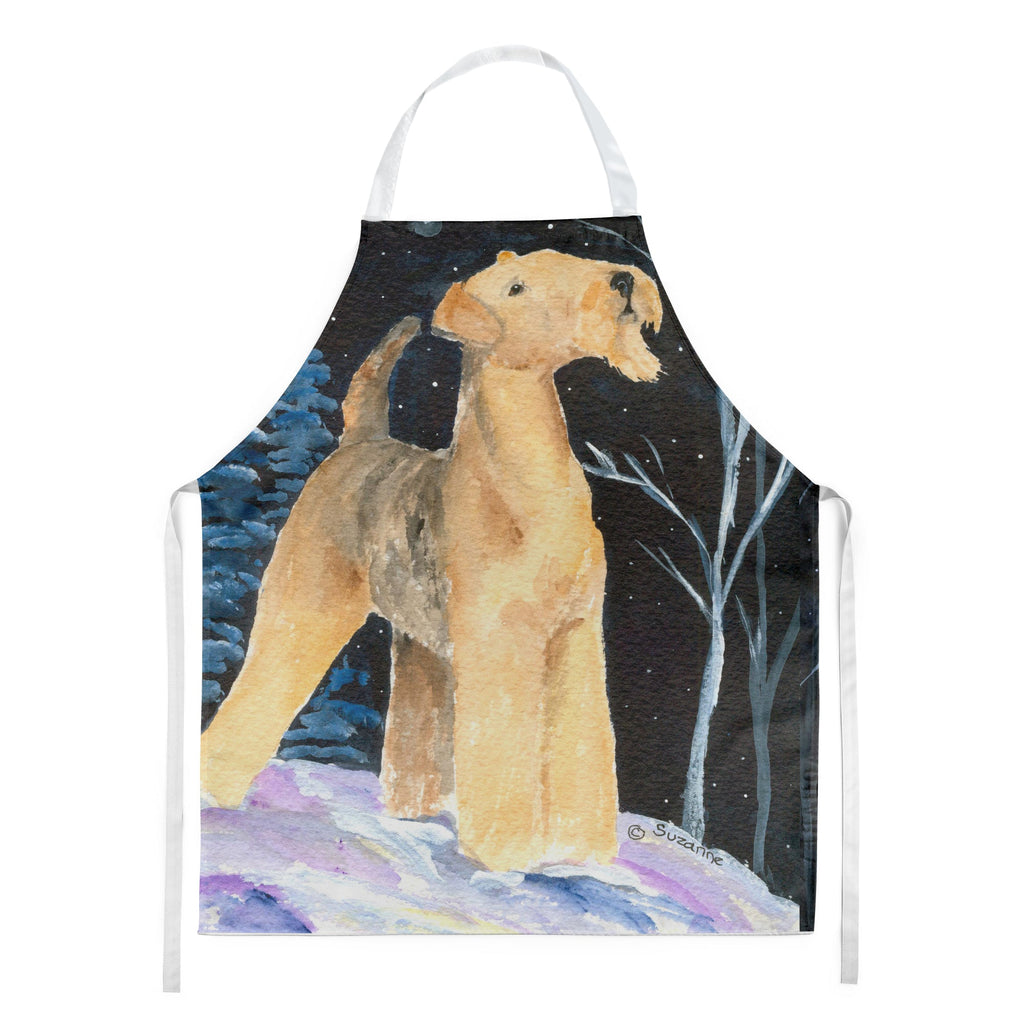 Starry Night Airedale Apron Cooking Kitchen Server Baking Crafts Gardening for Adult Women Men, Unisex, Large, Multicolor