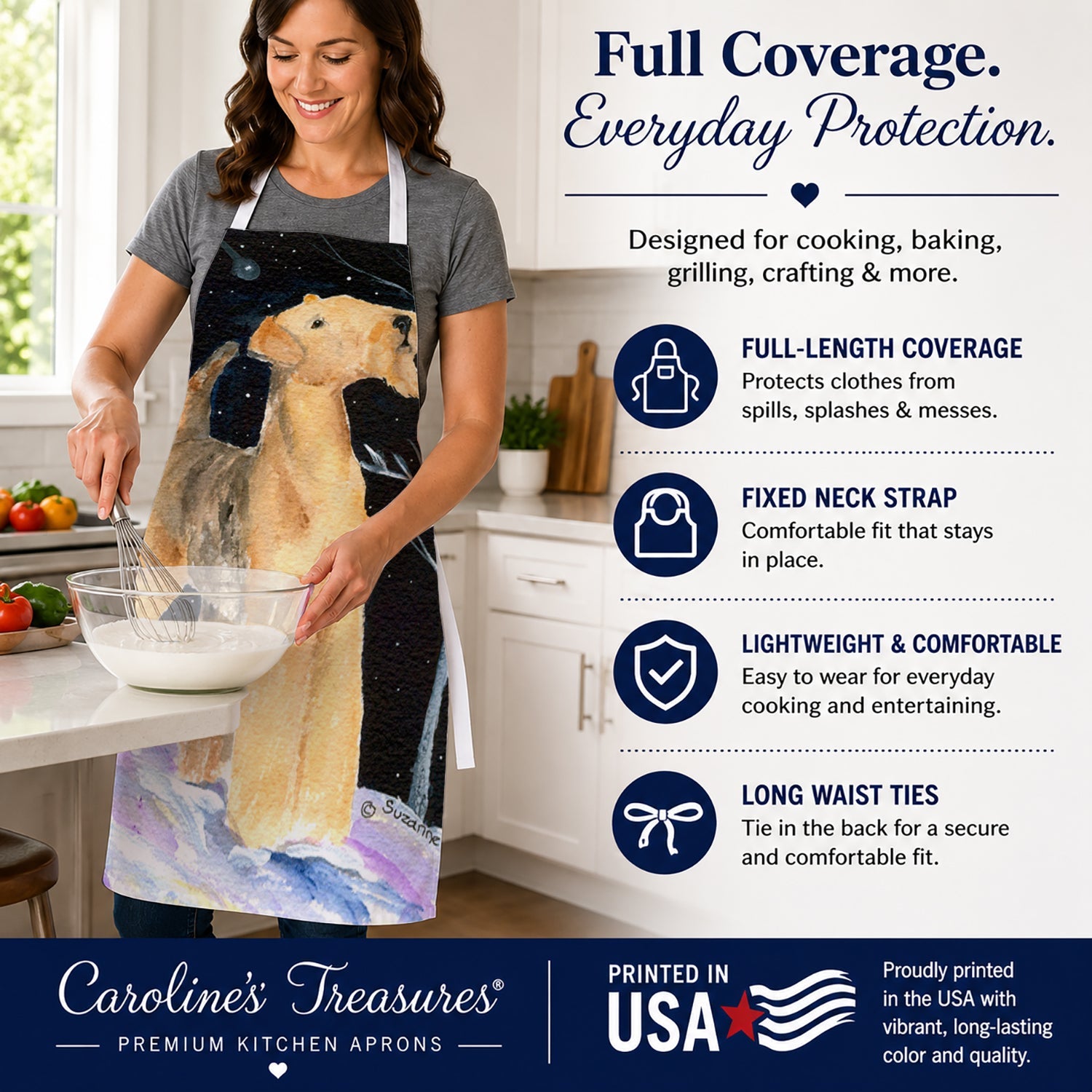 Starry Night Airedale Apron Cooking Kitchen Server Baking Crafts Gardening for Adult Women Men, Unisex, Large, Multicolor