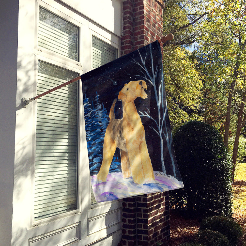 Starry Night Airedale House Flag 28x40 Porch Sleeve Pole Decorative Outside Yard Banner Artwork Wall Hanging, Polyester