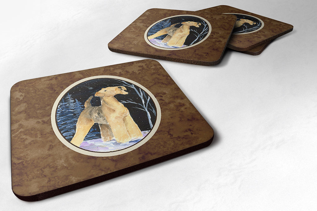 Starry Night Airedale Foam Coasters Set of 4 Cup Coasters for Indoor Outdoor, Tabletop Protection, Anti Slip, Mouse pad Material