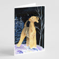 Starry Night Airedale Greeting Cards Pack of 8 Blank Cards with Envelopes Whimsical A7 Size 5x7
