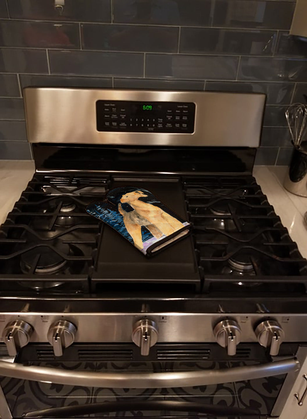 Starry Night Airedale Oven Mitt Heat Resistant Thick Oven Mitt for Hot Pans and Oven, Kitchen Mitt Protect Hands, Cooking Baking Glove
