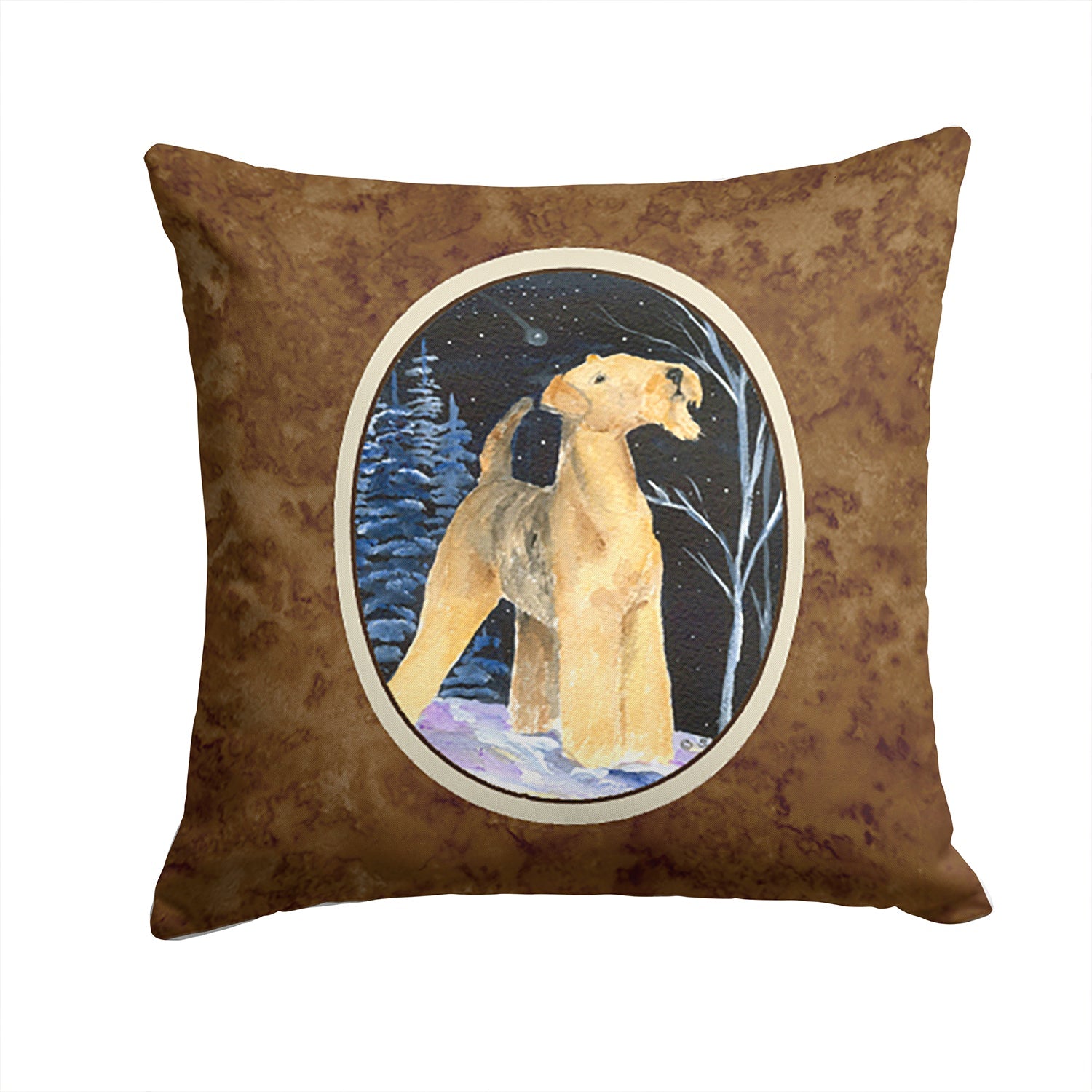 Starry Night Airedale Decorative Throw Pillow 14x14 Indoor Outdoor Accent Cushion, Fabric Cover with Insert for Sofa, Bed, Porch & Living Room