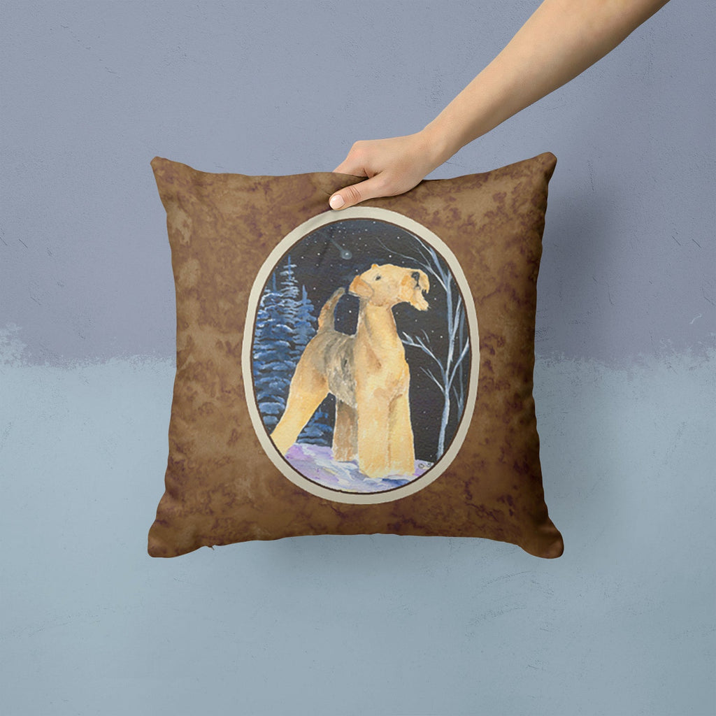 Starry Night Airedale Decorative Throw Pillow 14x14 Indoor Outdoor Accent Cushion, Fabric Cover with Insert for Sofa, Bed, Porch & Living Room