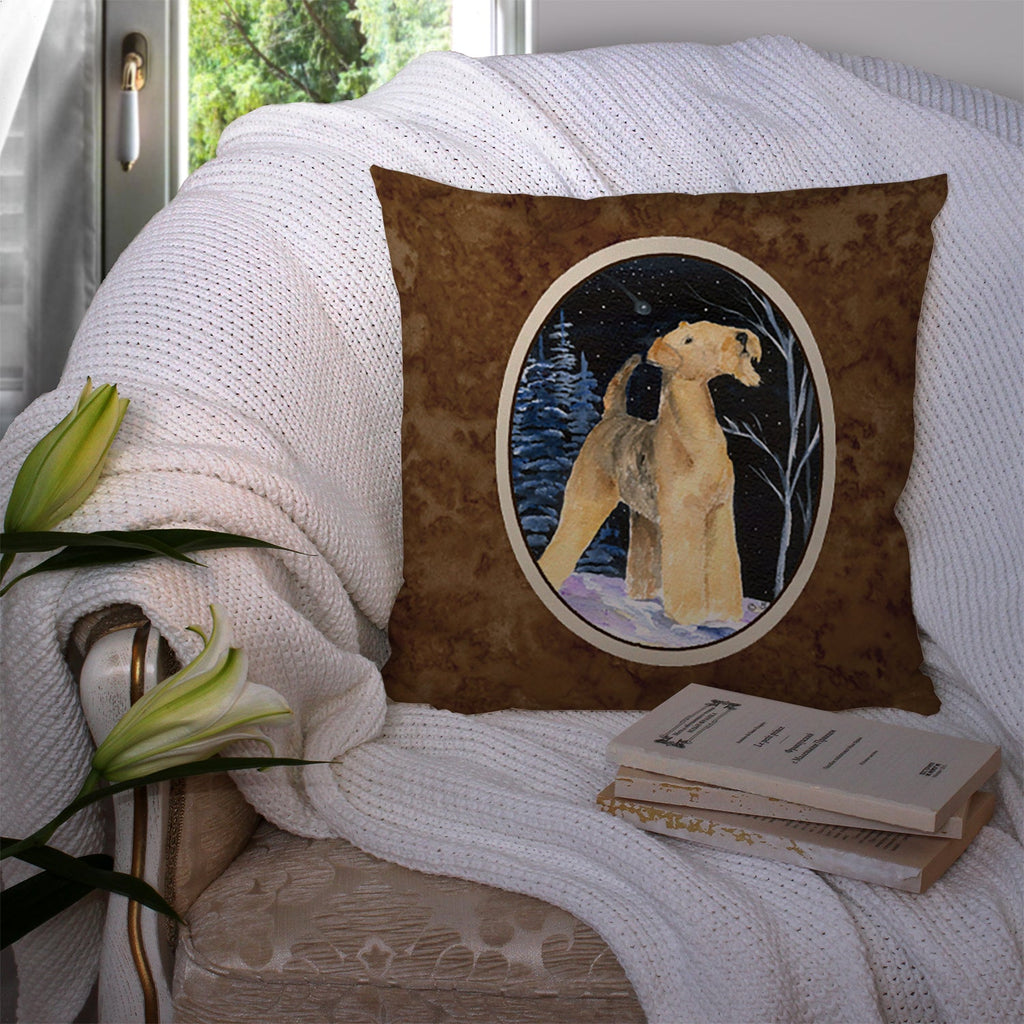 Starry Night Airedale Decorative Throw Pillow 14x14 Indoor Outdoor Accent Cushion, Fabric Cover with Insert for Sofa, Bed, Porch & Living Room