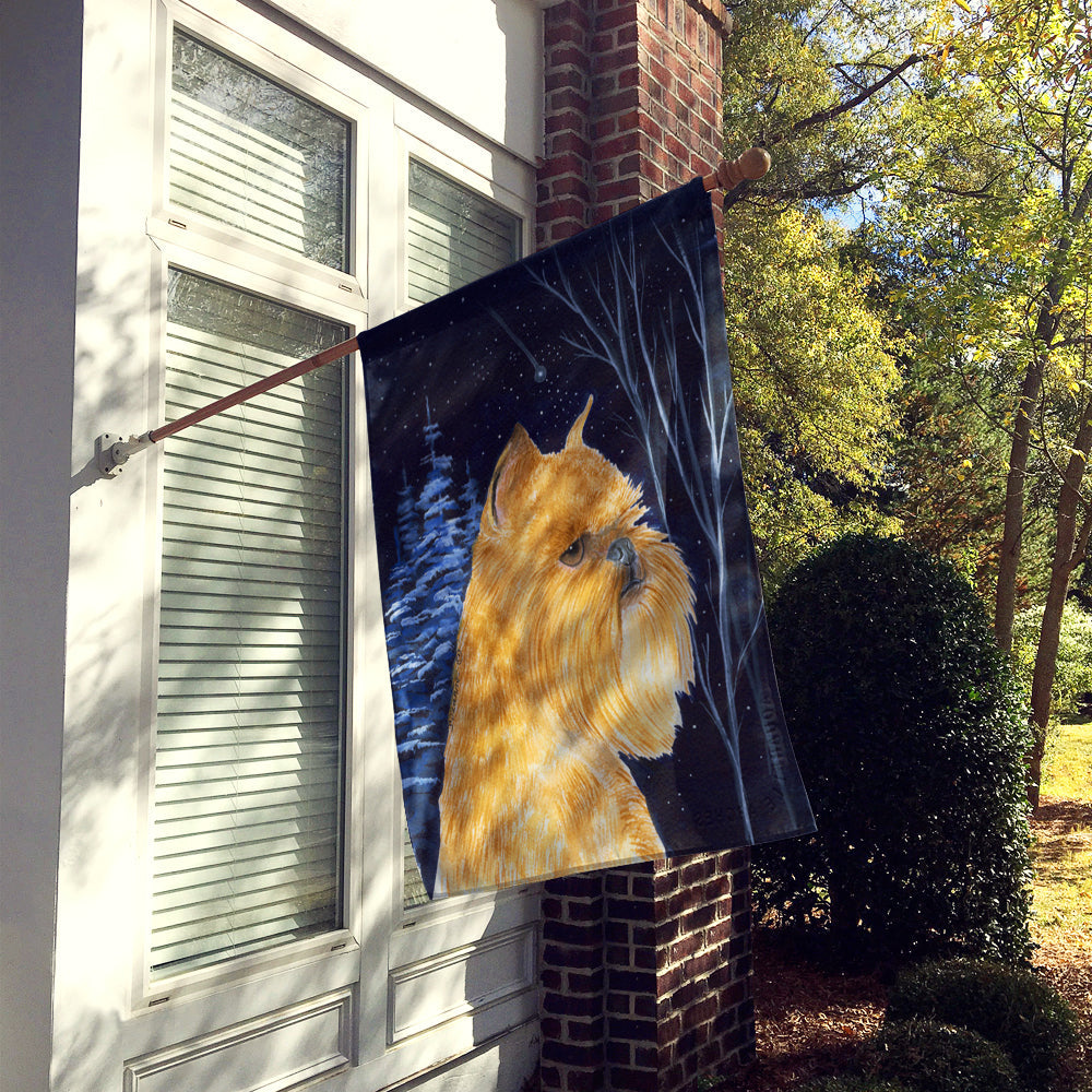 Starry Night Brussels Griffon House Flag 28x40 Porch Sleeve Pole Decorative Outside Yard Banner Artwork Wall Hanging, Polyester