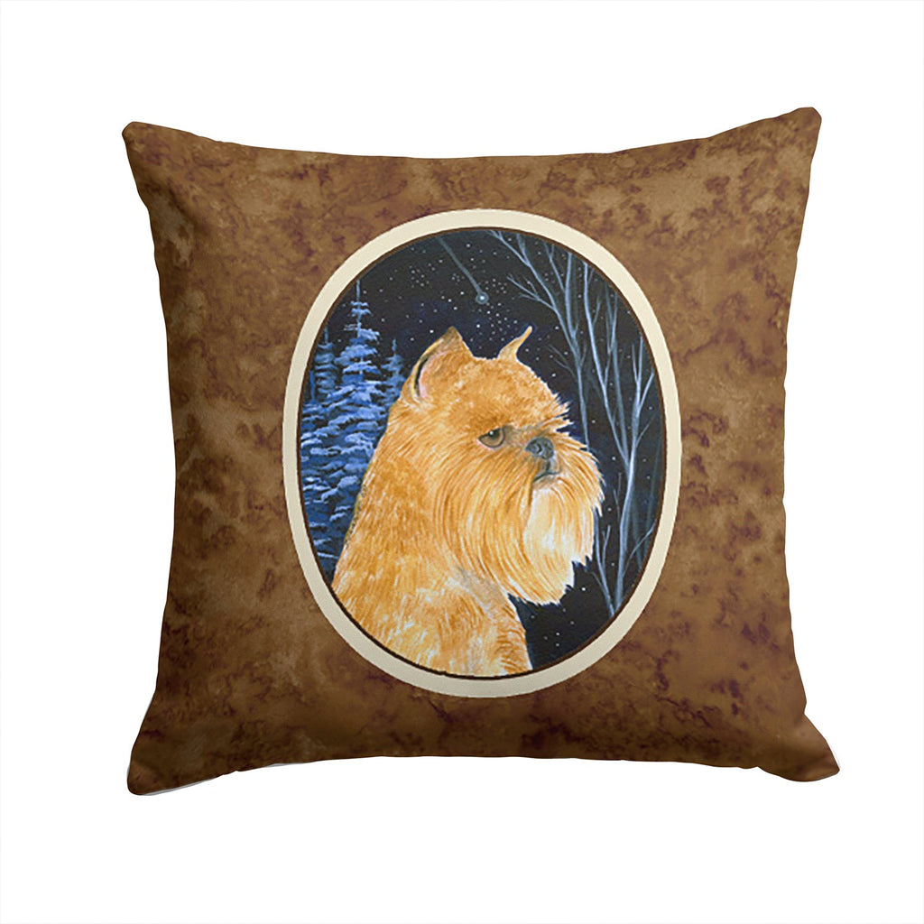 Starry Night Brussels Griffon Decorative Throw Pillow 14x14 Indoor Outdoor Accent Cushion, Fabric Cover with Insert for Sofa, Bed, Porch & Living Room