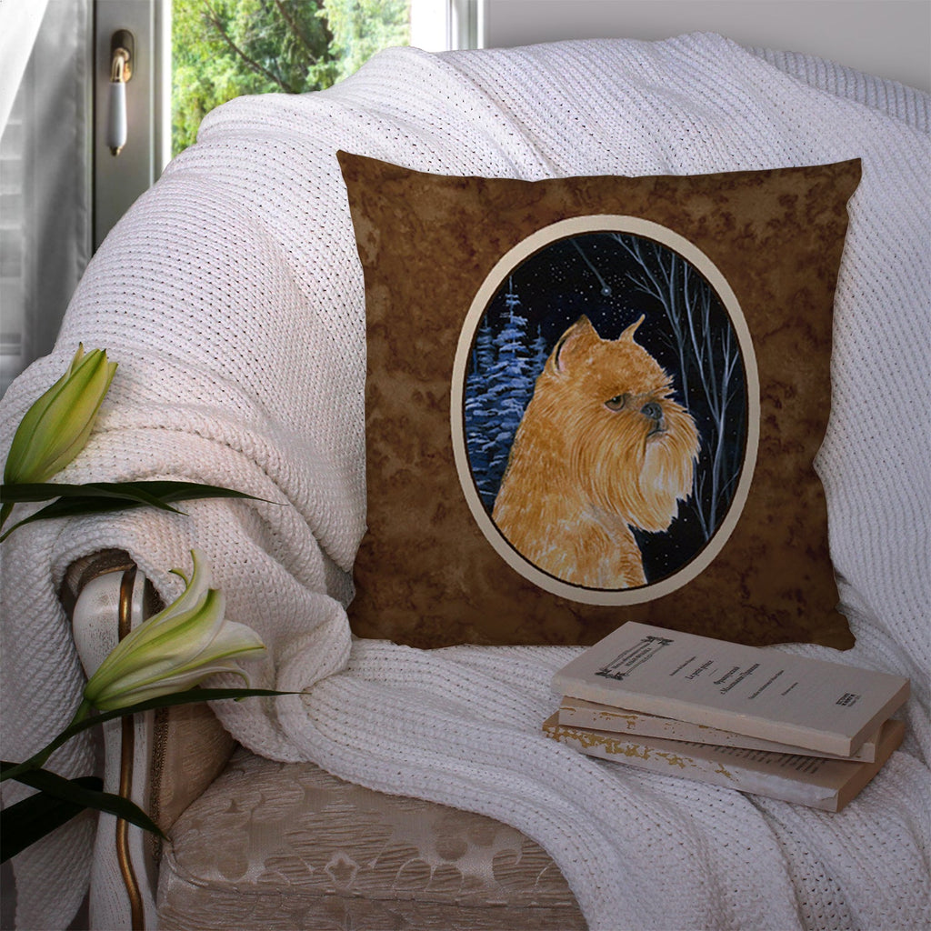 Starry Night Brussels Griffon Decorative Throw Pillow 14x14 Indoor Outdoor Accent Cushion, Fabric Cover with Insert for Sofa, Bed, Porch & Living Room