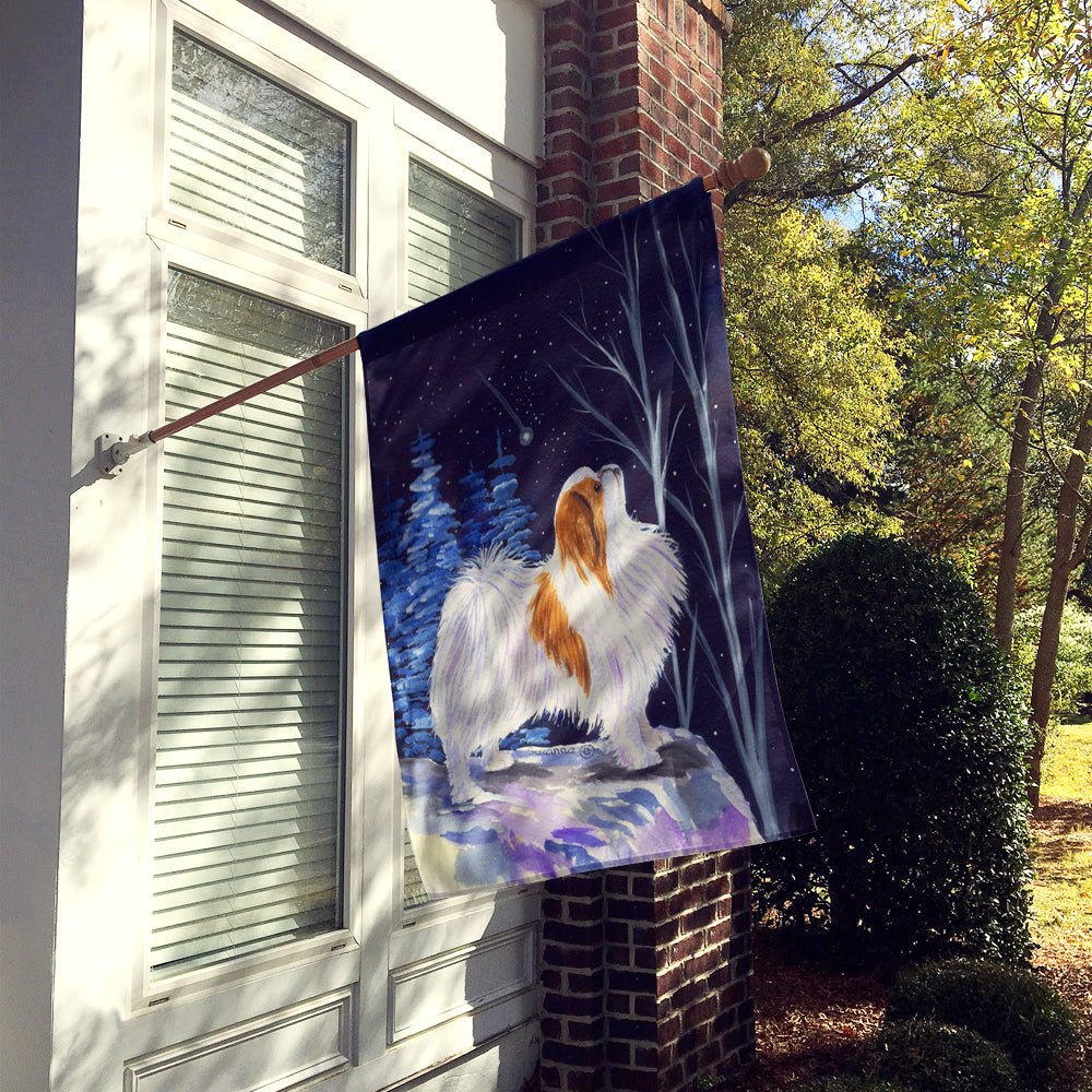 Starry Night Japanese Chin House Flag 28x40 Porch Sleeve Pole Decorative Outside Yard Banner Artwork Wall Hanging, Polyester