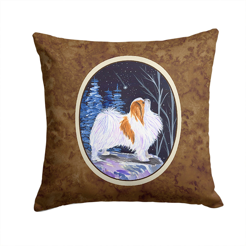 Starry Night Japanese Chin Decorative Throw Pillow 14x14 Indoor Outdoor Accent Cushion, Fabric Cover with Insert for Sofa, Bed, Porch & Living Room