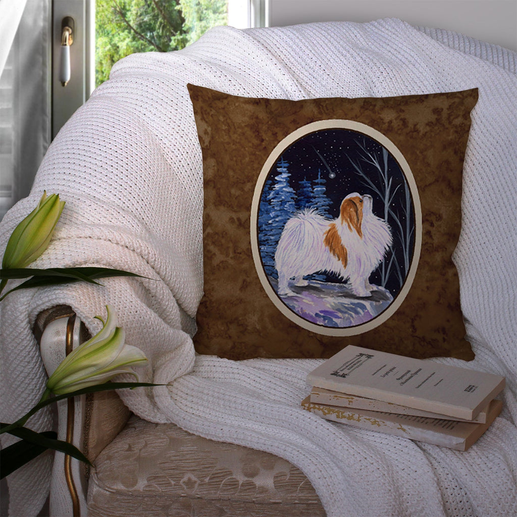 Starry Night Japanese Chin Decorative Throw Pillow 14x14 Indoor Outdoor Accent Cushion, Fabric Cover with Insert for Sofa, Bed, Porch & Living Room