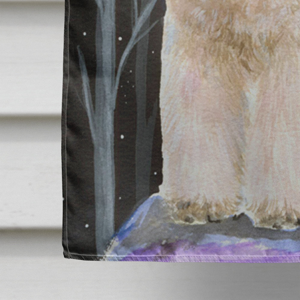 Starry Night Wheaten Terrier Soft Coated House Flag 28x40 Porch Sleeve Pole Decorative Outside Yard Banner Artwork Wall Hanging, Polyester