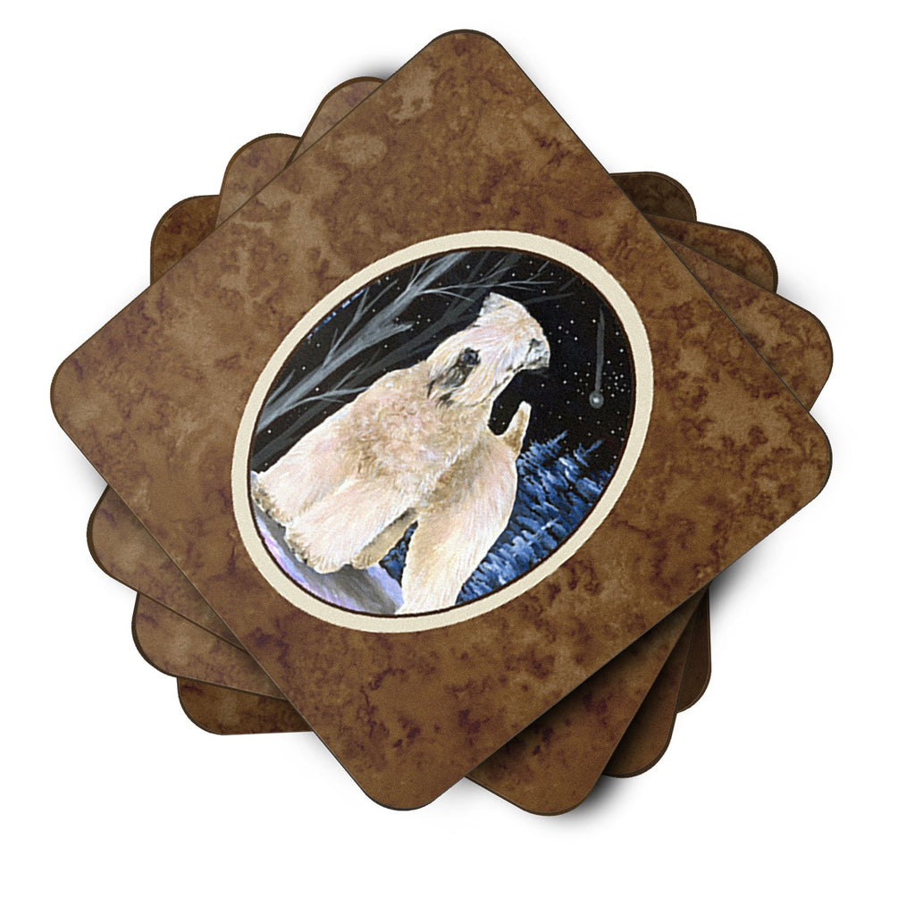 Starry Night Wheaten Terrier Soft Coated Foam Coasters Set of 4 Cup Coasters for Indoor Outdoor, Tabletop Protection, Anti Slip, Mouse pad Material