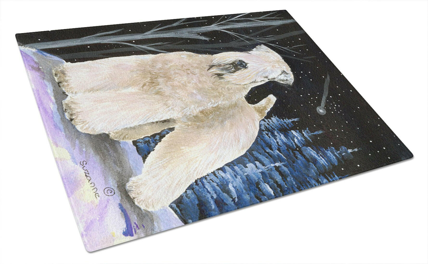 Starry Night Wheaten Terrier Soft Coated Cutting Board Tempered Glass Kitchen Cutting Surface, Heat Resistant Chopping, Non-Slip Feet, Food Prep & Serving