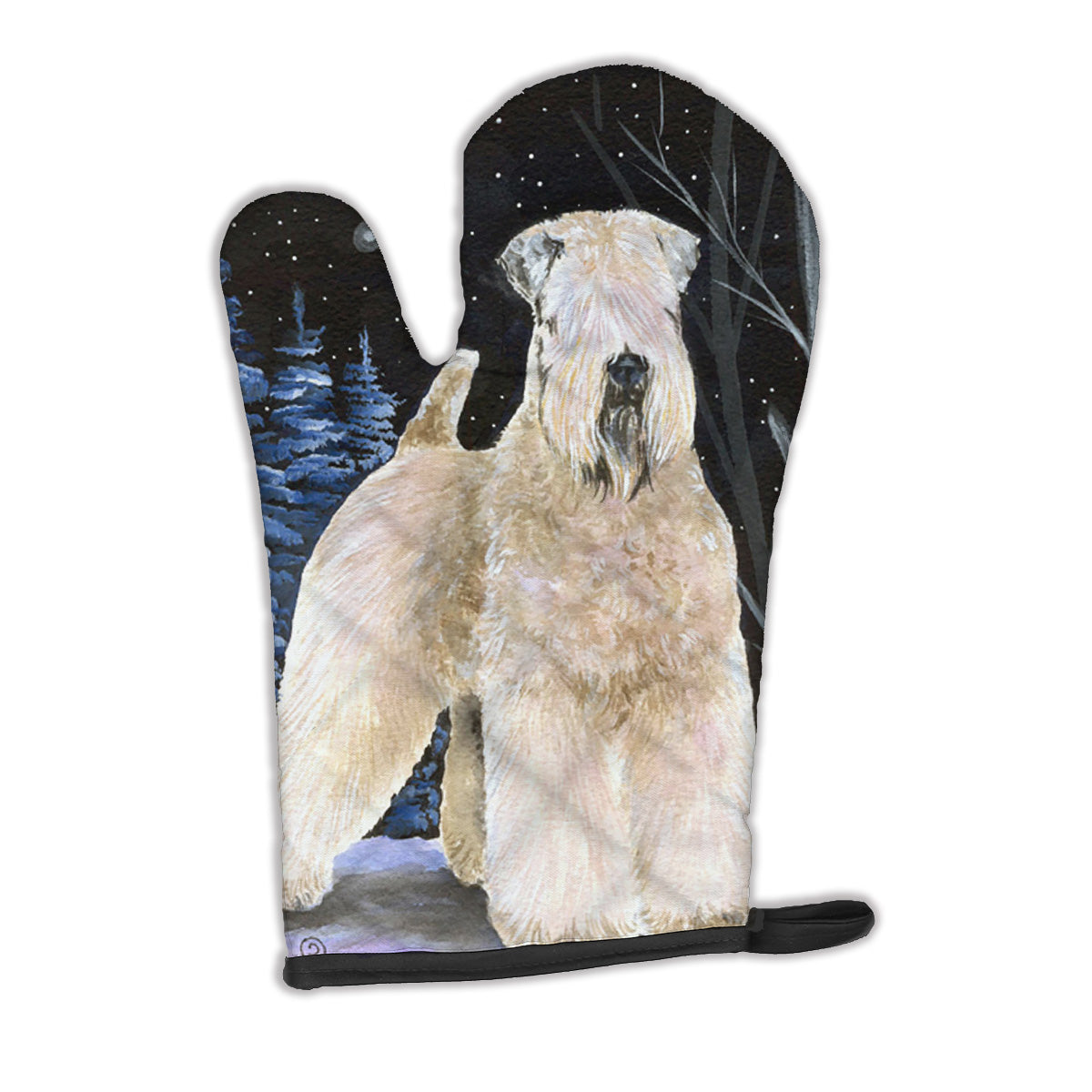 Starry Night Wheaten Terrier Soft Coated Oven Mitt Heat Resistant Thick Oven Mitt for Hot Pans and Oven, Kitchen Mitt Protect Hands, Cooking Baking Glove