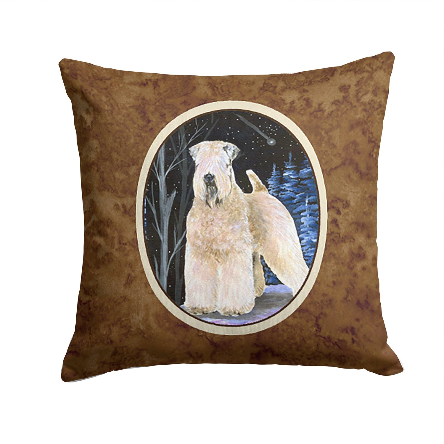 Starry Night Wheaten Terrier Soft Coated Decorative Throw Pillow 14x14 Indoor Outdoor Accent Cushion, Fabric Cover with Insert for Sofa, Bed, Porch & Living Room