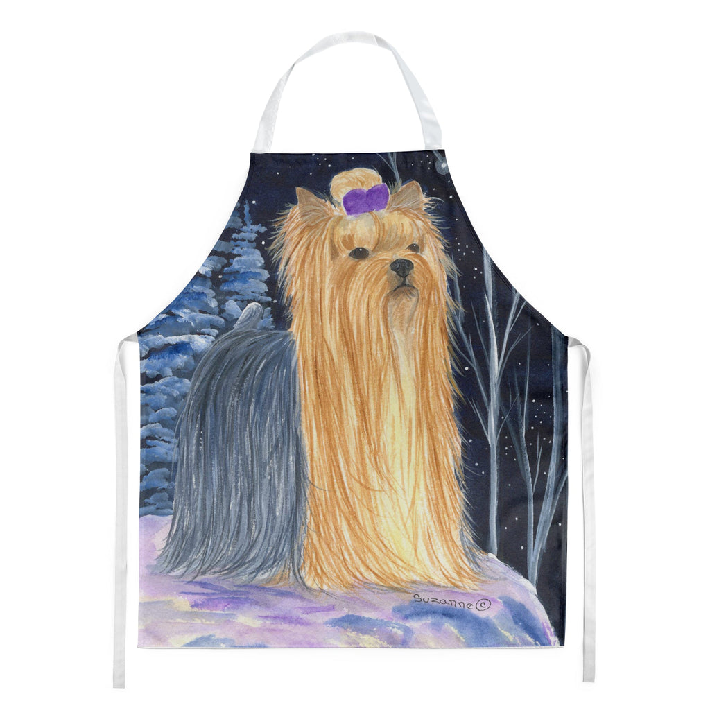 Starry Night Yorkie Apron Cooking Kitchen Server Baking Crafts Gardening for Adult Women Men, Unisex, Large, Multicolor