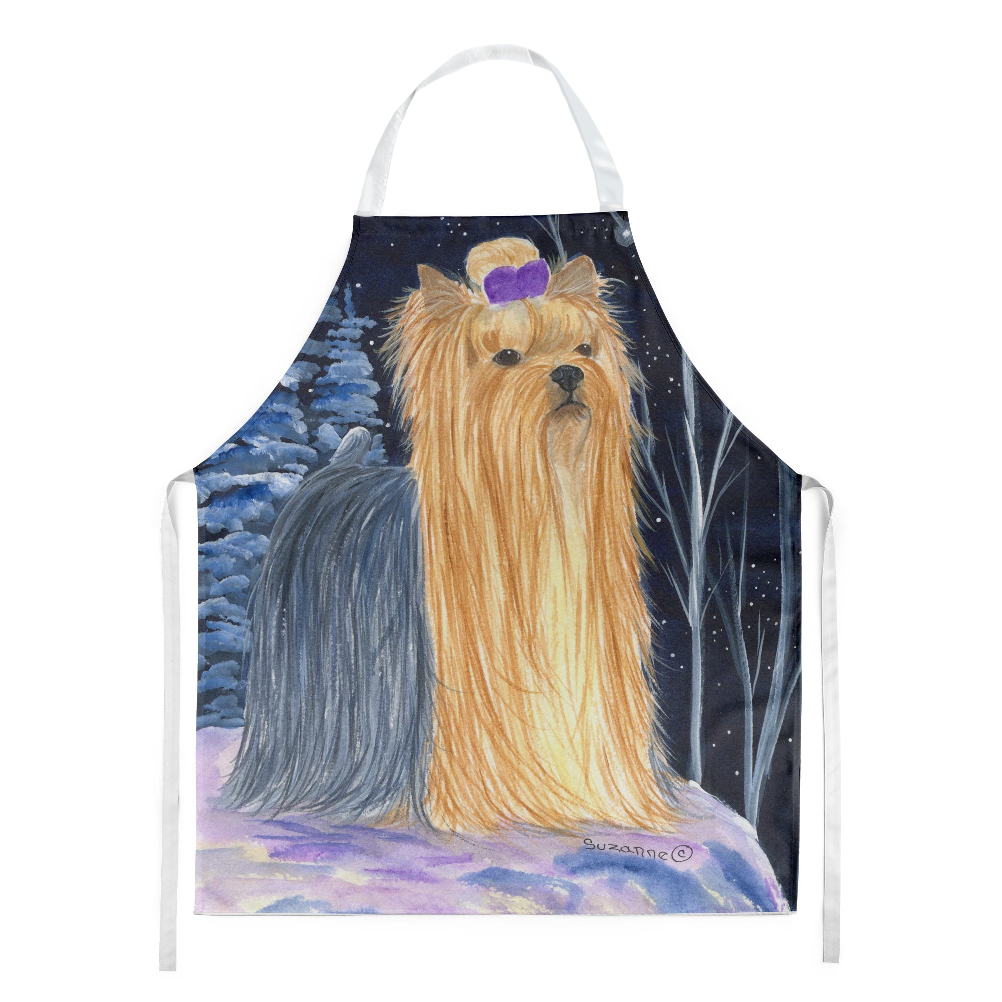 Starry Night Yorkie Apron Cooking Kitchen Server Baking Crafts Gardening for Adult Women Men, Unisex, Large, Multicolor