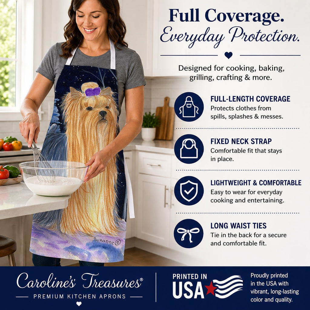 Starry Night Yorkie Apron Cooking Kitchen Server Baking Crafts Gardening for Adult Women Men, Unisex, Large, Multicolor